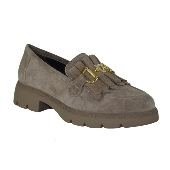 Calzature donna Valleverde art. N. V49552 Mocassino Scam. colore Suede Taupe