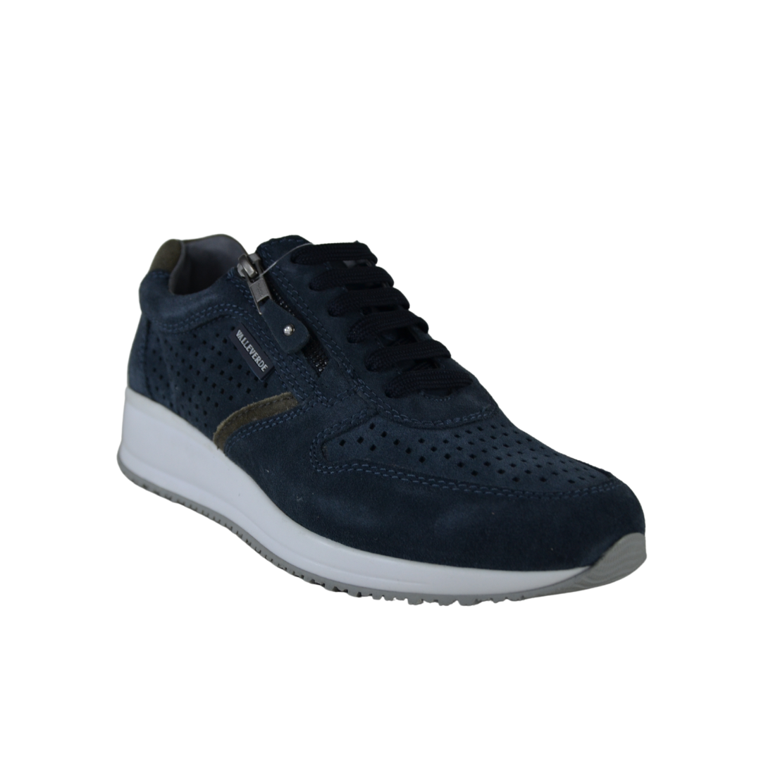 Scarpe Valleverde uomo art. 36871 camoscio colore blu sneakers chiusur Scarpeshoponline